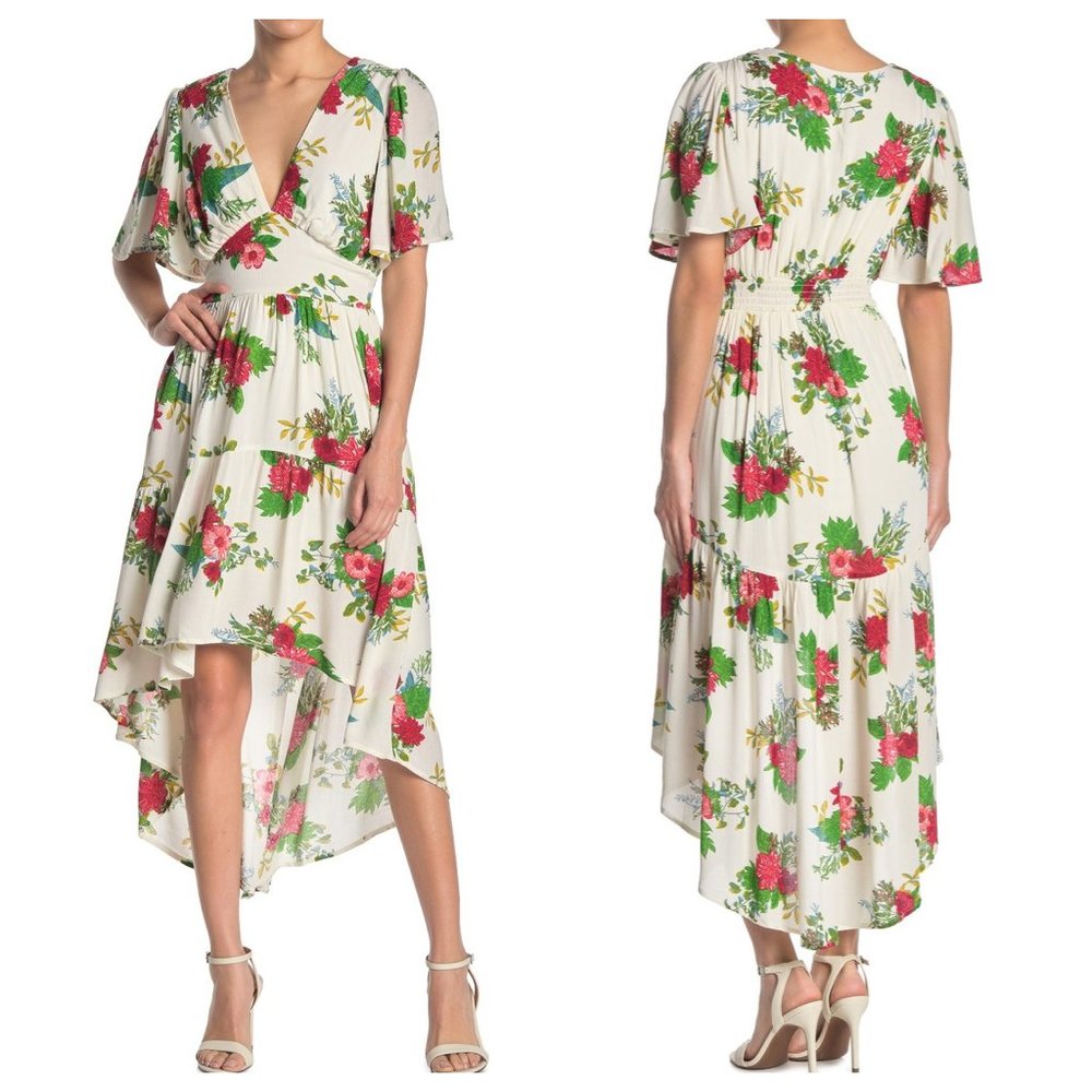 NWT Flying Tomato Floral Gathered High/Low Dress